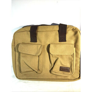 Bella Russo Khaki Canvas Padded Laptop Soft Case Carry On Luggage Travel Bag